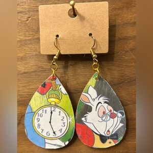Upcycled Alice in Wonderland Drop Earrings